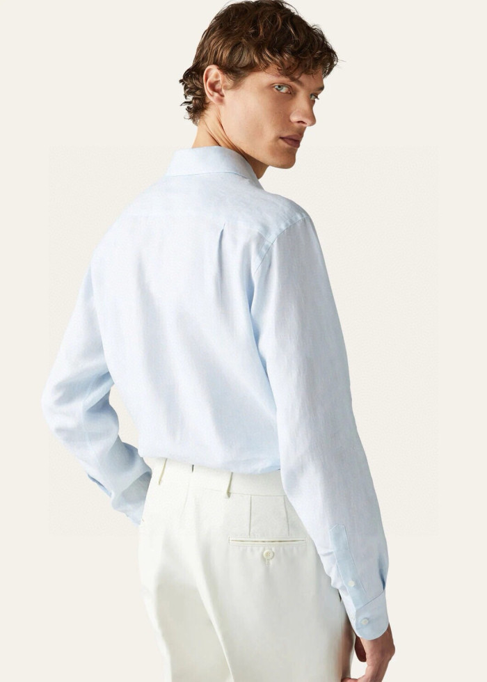 NIGO Loro Piana Men's Spring/Fall Fashion Classic Solid-Color Collared Single-Button Linen Shirt #nigo78636