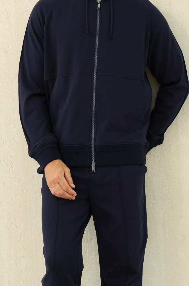 NIGO Ermenegildo Zegna Men's Spring/Fall Zipper Drawstring Hoodie Sweatshirt & Solid-Color Casual Pants Suit Set Ngvp #nigo2352
