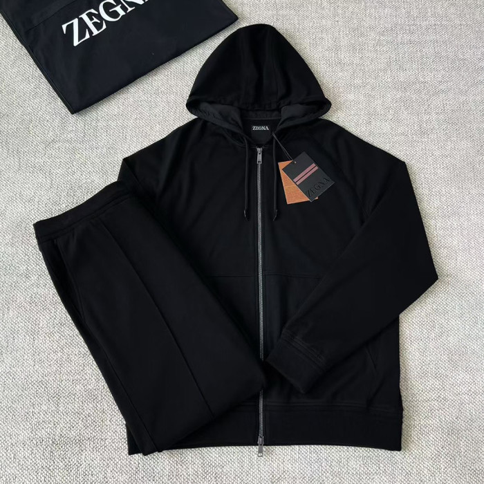NIGO Ermenegildo Zegna Men's Spring/Fall Zipper Drawstring Hoodie Sweatshirt & Solid-Color Casual Pants Suit Set Ngvp #nigo2352