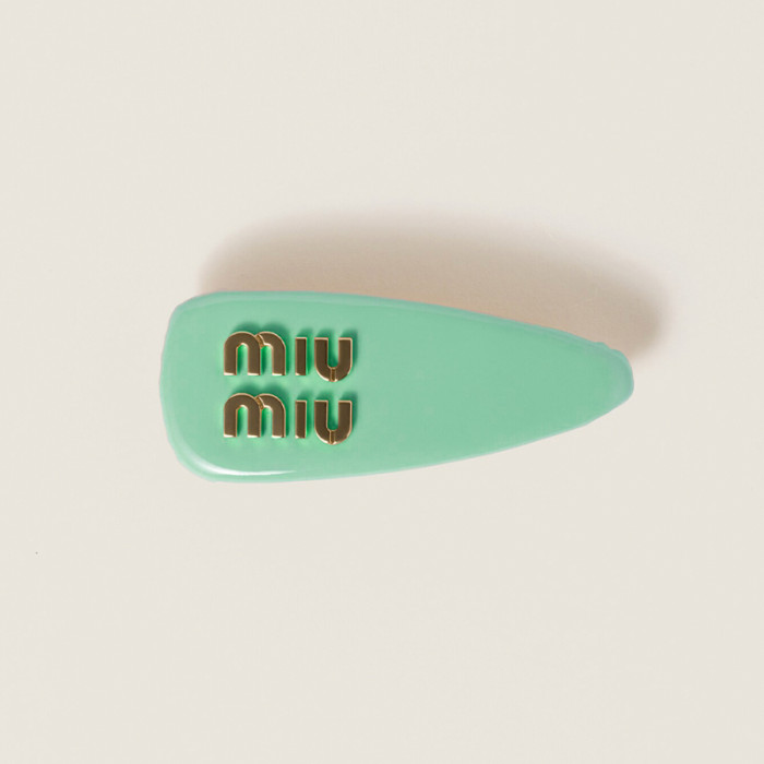 NIGO MiuMiu Women's 3D Logo-Embellished Solid-Color Patent Leather Hair Clip With Velvet Hair Accessory #nigo81551