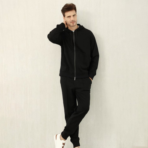 NIGO Ermenegildo Zegna Men's Spring/Fall Zipper Drawstring Hoodie Sweatshirt & Solid-Color Casual Pants Suit Set Ngvp #nigo2352