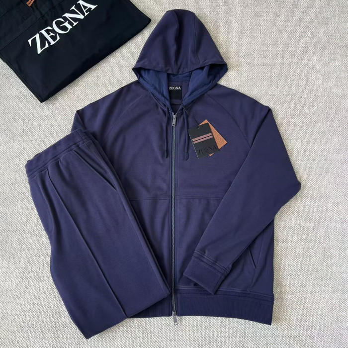 NIGO Ermenegildo Zegna Men's Spring/Fall Zipper Drawstring Hoodie Sweatshirt & Solid-Color Casual Pants Suit Set Ngvp #nigo2352