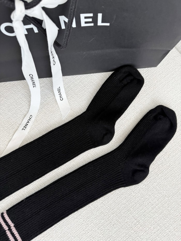 NIGO Chanel Women's Spring/fall Fashion Casual Solid Color Double C Cashmere Knee High Socks  Accessories #nigo78624