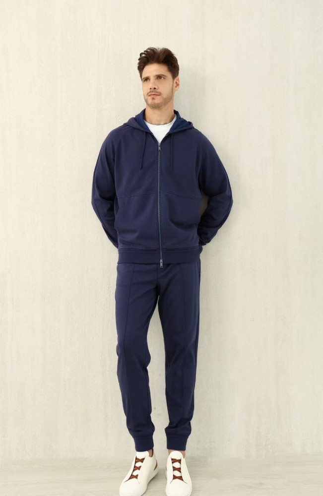 NIGO Ermenegildo Zegna Men's Spring/Fall Zipper Drawstring Hoodie Sweatshirt & Solid-Color Casual Pants Suit Set Ngvp #nigo2352