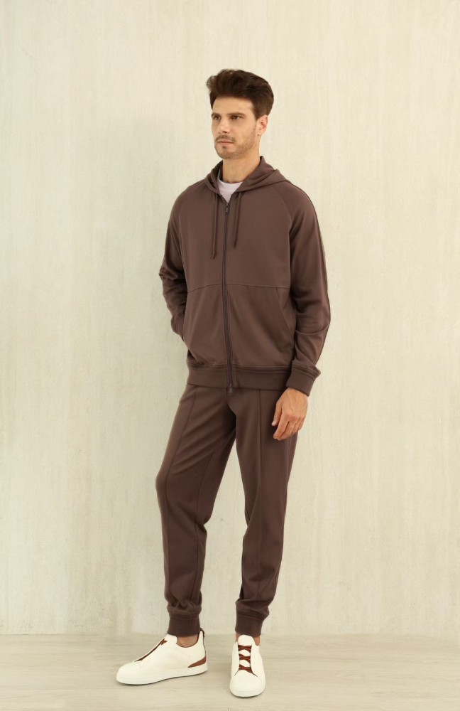 NIGO Ermenegildo Zegna Men's Spring/Fall Zipper Drawstring Hoodie Sweatshirt & Solid-Color Casual Pants Suit Set Ngvp #nigo2352