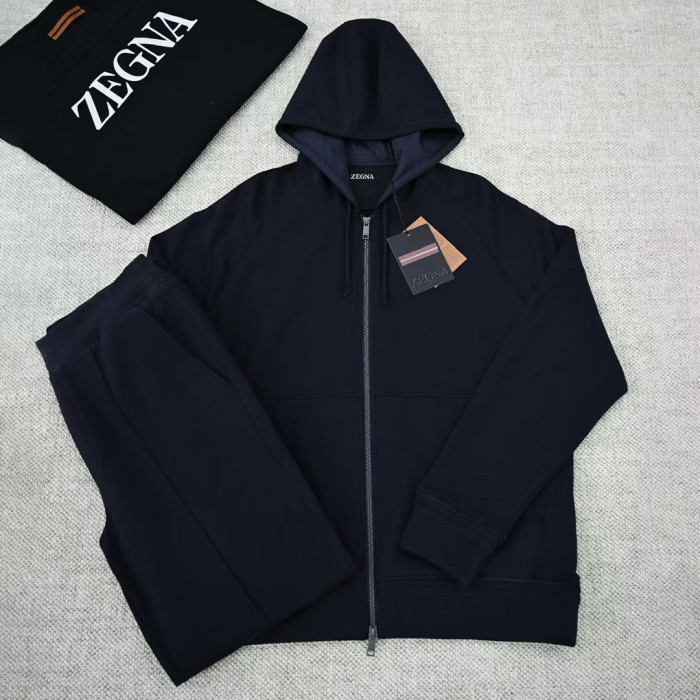 NIGO Ermenegildo Zegna Men's Spring/Fall Zipper Drawstring Hoodie Sweatshirt & Solid-Color Casual Pants Suit Set Ngvp #nigo2352