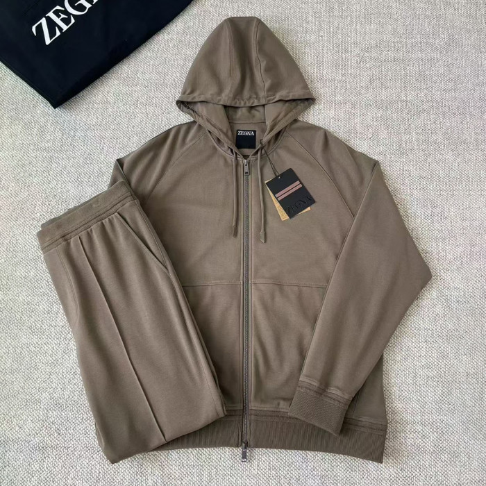 NIGO Ermenegildo Zegna Men's Spring/Fall Zipper Drawstring Hoodie Sweatshirt & Solid-Color Casual Pants Suit Set Ngvp #nigo2352