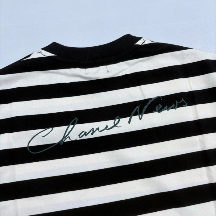 NIGO Chanel Men's Summer Striped Logo Solid Color Round Neck Pullover Short Sleeved T-shirt #nigo81554