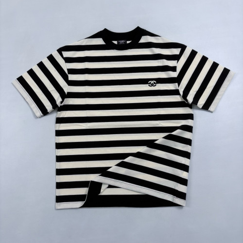 NIGO Chanel Men's Summer Striped Logo Solid Color Round Neck Pullover Short Sleeved T-shirt #nigo81554