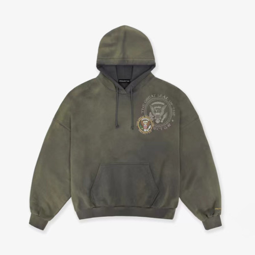 NIGO GRAILZ Project G/R Men's Washed Vintage-Style Embroidered Medal Solid-Color Cotton Long-Sleeve Hooded Sweatshirt #nigo81552