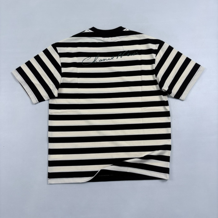 NIGO Chanel Men's Summer Striped Logo Solid Color Round Neck Pullover Short Sleeved T-shirt #nigo81554