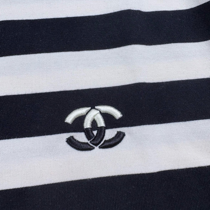NIGO Chanel Men's Summer Striped Logo Solid Color Round Neck Pullover Short Sleeved T-shirt #nigo81554