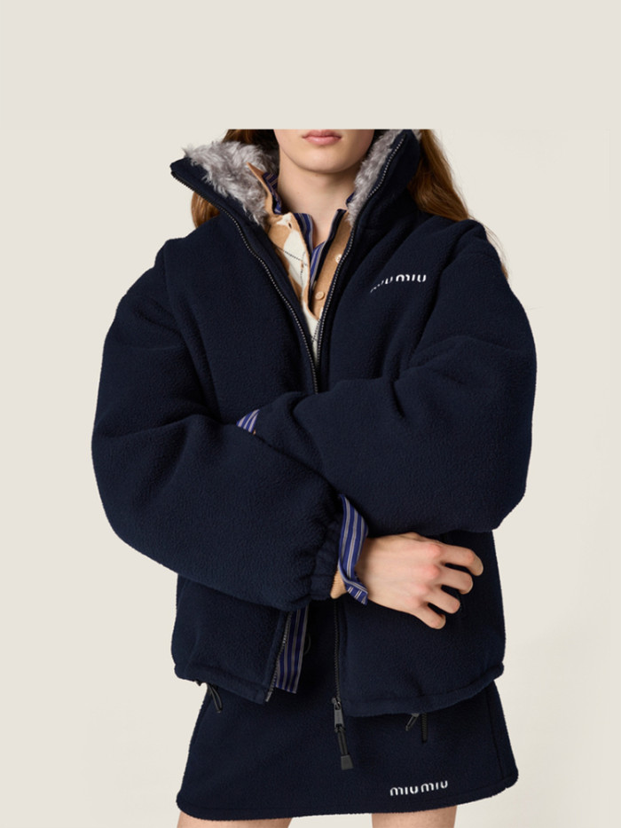 NIGO MiuMiu Women's Embroidered Logo Stand Collar Solid Color Zipper Long Sleeve Puffer Down Jacket For Fall/Winter #nigo81558
