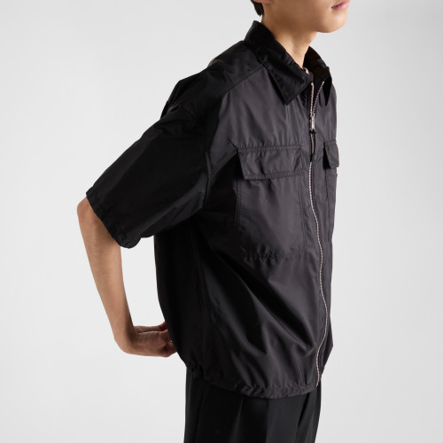 NIGO Prada Men's Summer Fashion Casual Solid Color Collared Zipper Enamel Triangle Metal Logo Short Sleeve Lightweight Re-Nylon Shirt #nigo78671