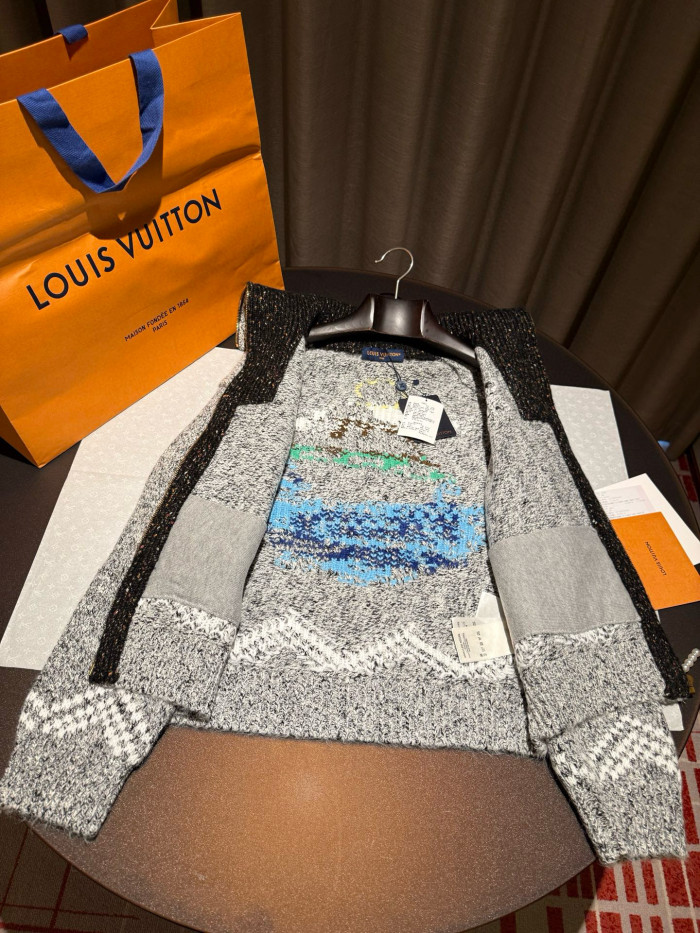 NIGO Louis Vuitton Men's & Women's Fall/Winter Fashion Casual Zipper Collar Knit Waist-cinched Sweater Jacket #nigo78668