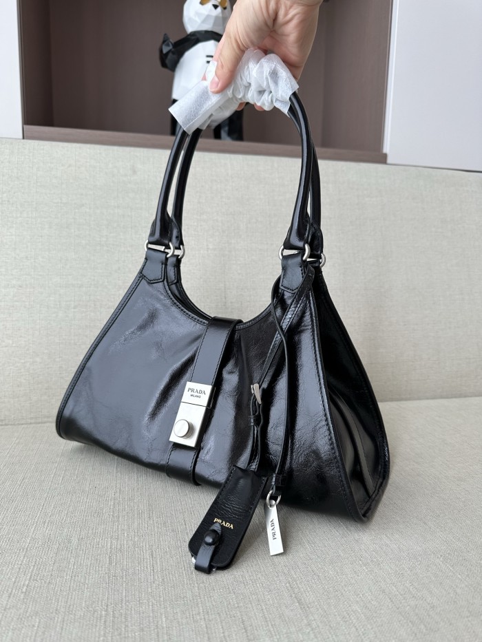 NIGO Prada Women's Fashion Classic Solid Color Leather Monogram Lock Clasp Medium Leather Tote Bag Shoulder Bag Bags #nigo78672