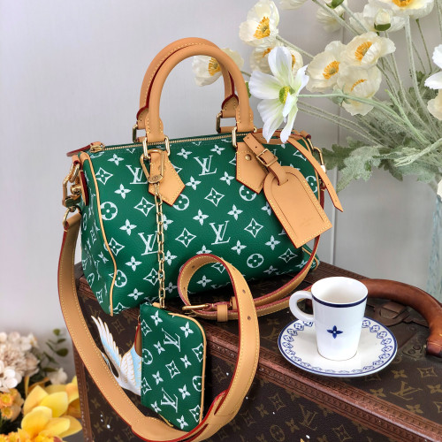 NIGO Louis Vuitton Women's Fashion Classic Grass Green Logo Zipper Closure Leather Shoulder Bag Handbags In Small Medium And Large Sizes Crossbody Bag Bags #nigo78661