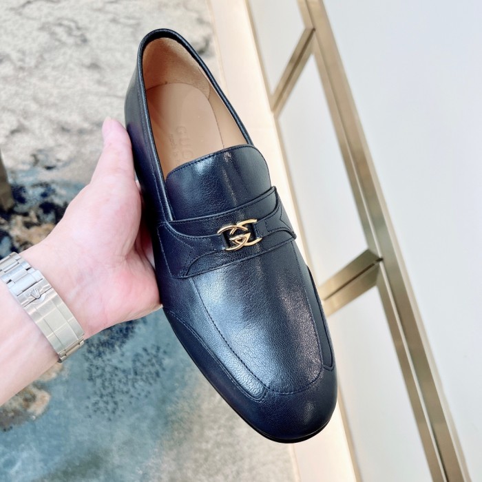 NIGO Gucci Men's & Women's Spring/Fall Fashion Casual Solid-Color Round-Toe Slip-On Leather Loafers Shoes #nigo78667