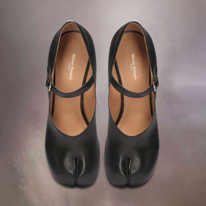 NIGO Maison Margiela Women's Spring/Fall Fashion Classic Round Toe Slip On Solid Color Leather Chunky Heel Mary Jane Split Toe Shoes #nigo78646