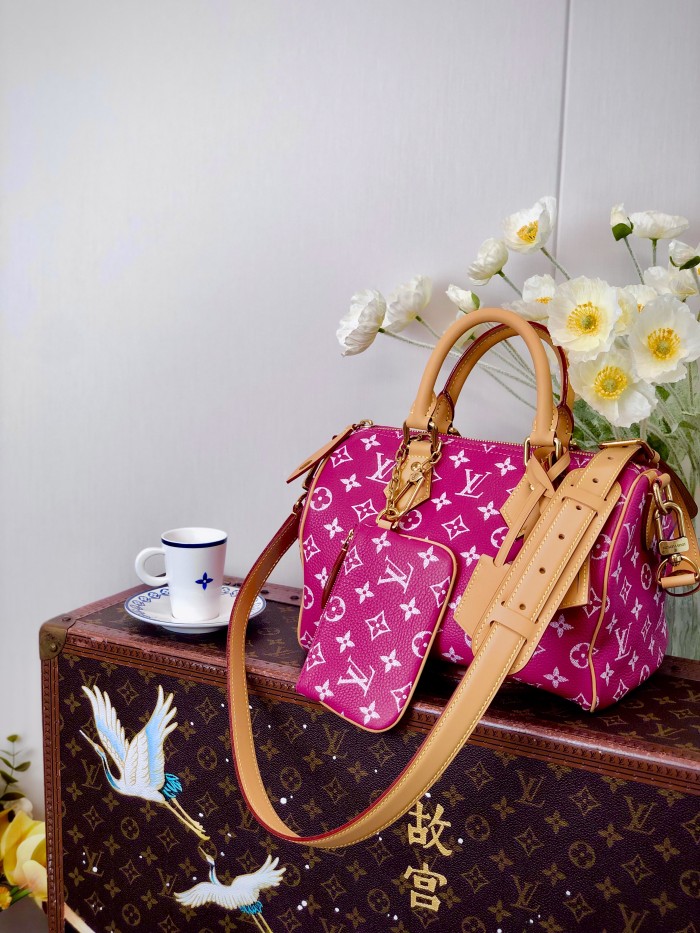 NIGO Louis Vuitton Women's Fashion Classic Dragon Fruit Red Logo Zipper Closure Leather Shoulder Bag Handbags In Small Medium And Large Sizes Crossbody Bag Bags #nigo78654