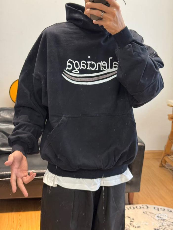 NIGO Balenciaga Men's Fall/winter Political Campaign Black Printed Sweatshirt Hooded Long Sleeve Pullover Sweatshirt ﻿#nigo81634