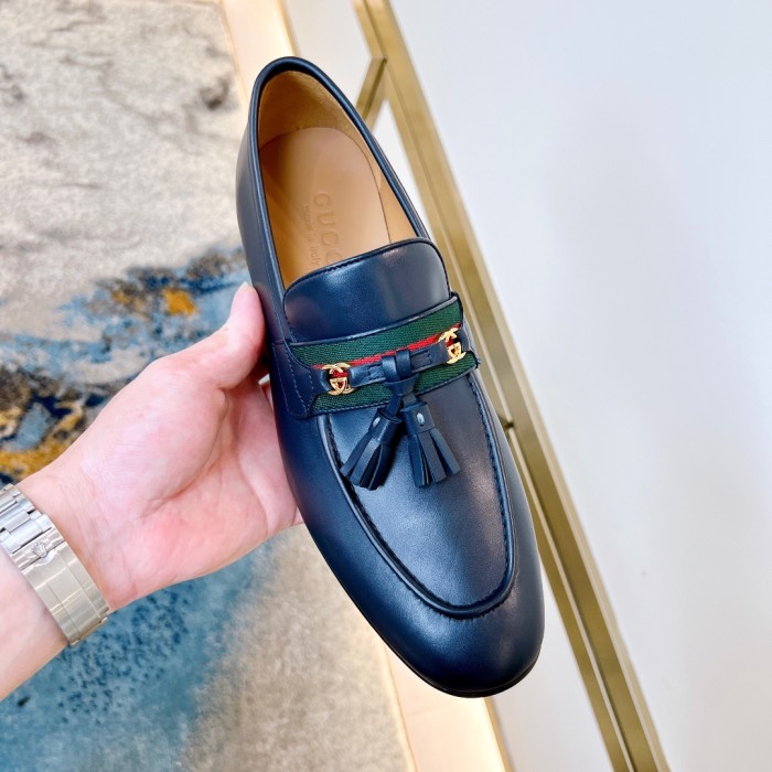 NIGO Gucci Men's & Women's Spring/Fall Fashion Casual Round Toe Slip On Leather GG Pattern Leisure Business Shoes #nigo78666