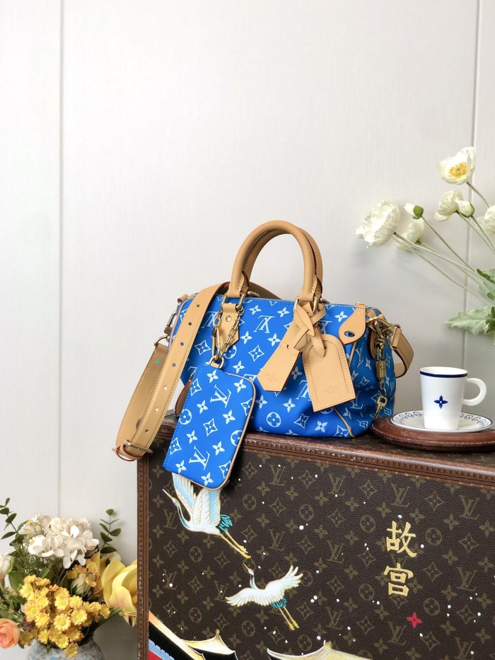 NIGO Louis Vuitton Women's Fashion Classic Sapphire Blue Logo Zipper Closure Leather Shoulder Bag Handbags In Small Medium And Large Sizes Crossbody Bag Bags #nigo78656