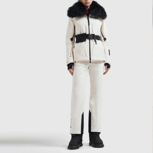 NIGO Moncler Women's Fall And Winter Outdoor Skiwear Hair Collar Zipper Jacket Fashion Trend Casual Warm Ski Sportswear Straight Pants Suit Set #nigo81624