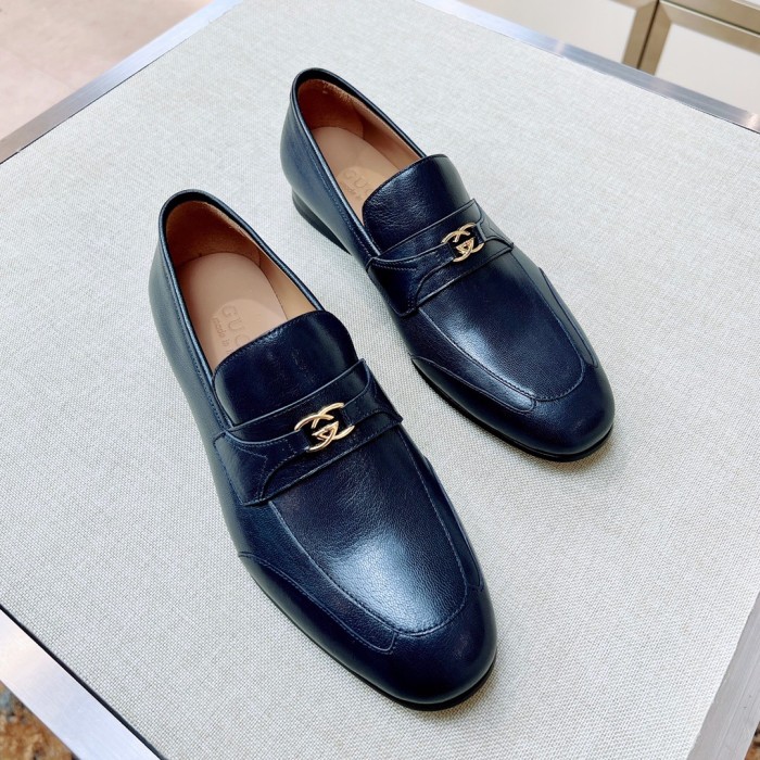 NIGO Gucci Men's & Women's Spring/Fall Fashion Casual Solid-Color Round-Toe Slip-On Leather Loafers Shoes #nigo78667