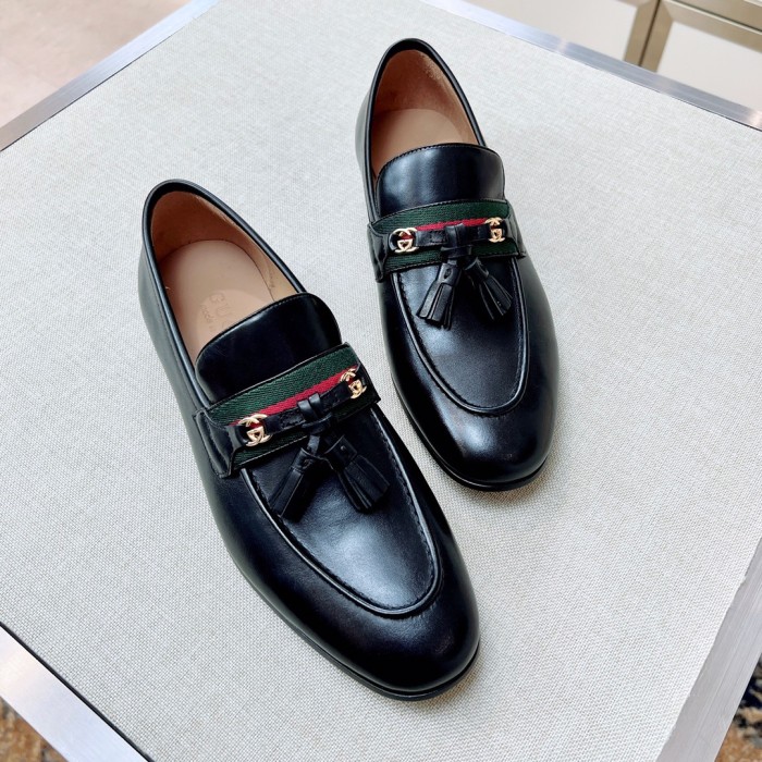 NIGO Gucci Men's & Women's Spring/Fall Fashion Casual Round Toe Slip On Leather GG Pattern Leisure Business Shoes #nigo78666