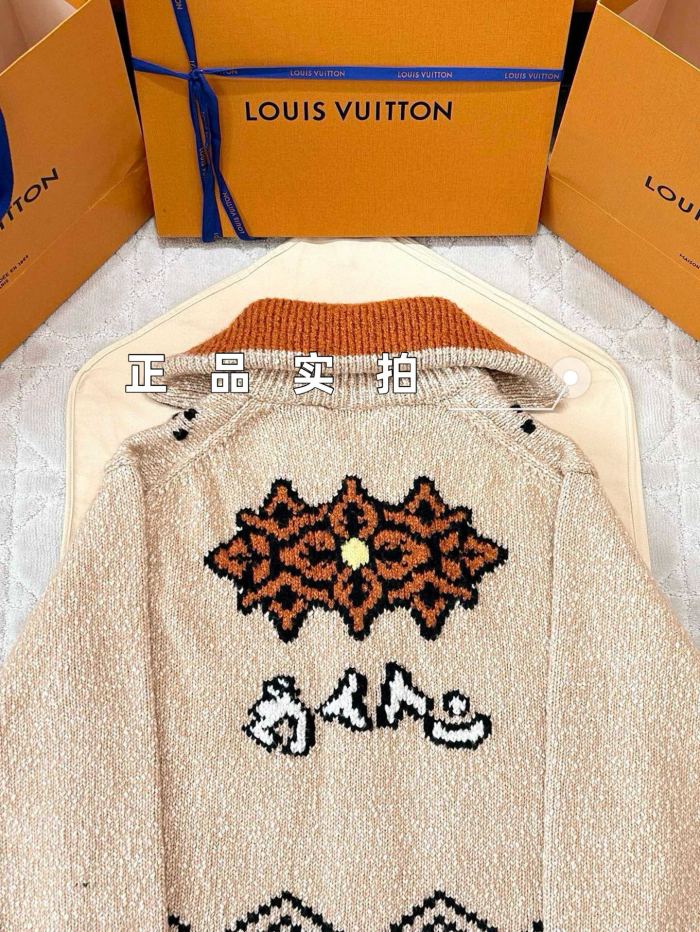 NIGO Louis Vuitton Men's And Women's Fall/Winter Casual Fashion Zipper Print Collared Knit Waist Defining Cardigan Jacket #nigo78668