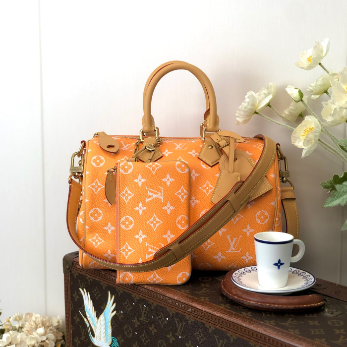 NIGO Louis Vuitton Women's Fashion Classic Cream Orange Logo Zipper Closure Leather Shoulder Bag Handbags In Small Medium And Large Sizes Crossbody Bag Bags #nigo78653