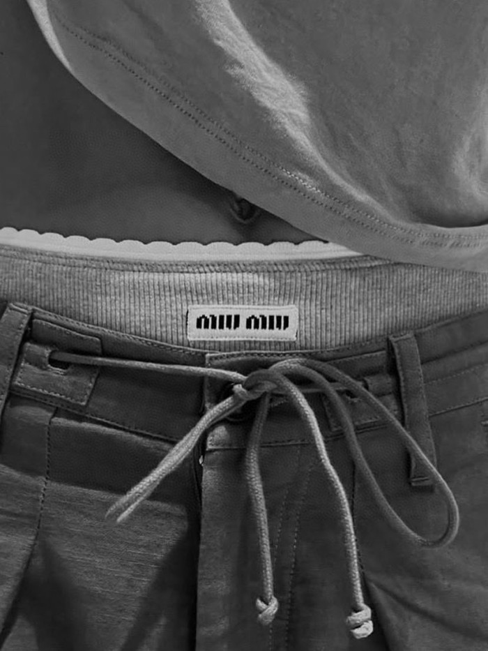 NIGO MiuMiu Women's Fashion Casual Solid Color Letter Logo Sports Bra Ribbed Cotton Panty Suit Set #nigo78648