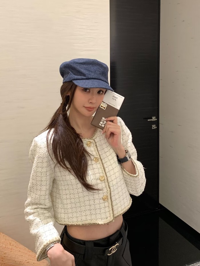 NIGO Chanel Women's Spring/Fall High-Street Wool & Linen Tweed Solid-Color Crew Neck Long-Sleeve Knit Jacket Ngvp #nigo2357