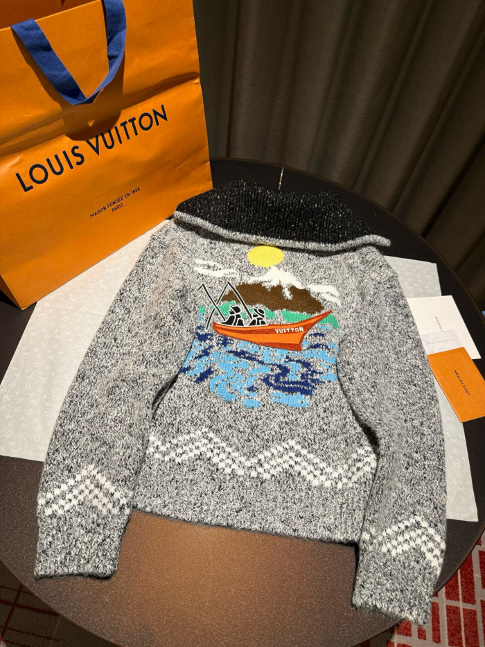 NIGO Louis Vuitton Men's & Women's Fall/Winter Fashion Casual Zipper Collar Knit Waist-cinched Sweater Jacket #nigo78668