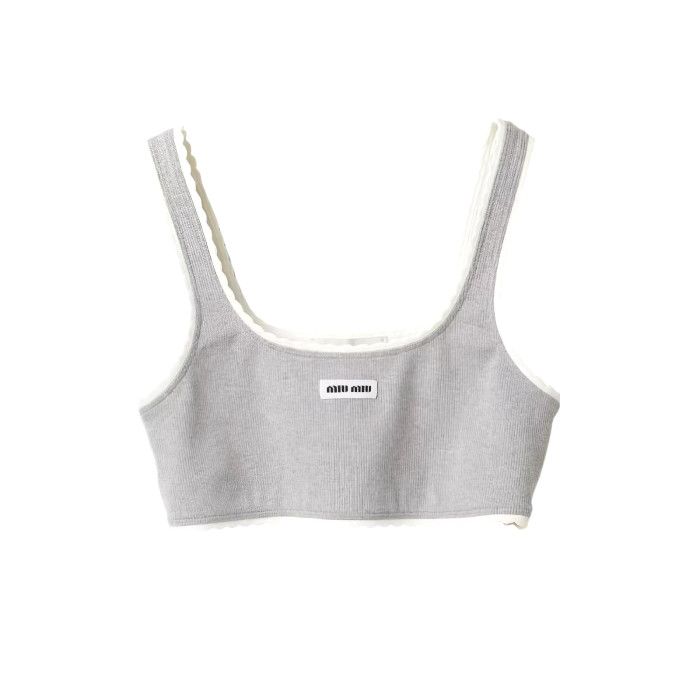 NIGO MiuMiu Women's Fashion Casual Solid Color Letter Logo Sports Bra Ribbed Cotton Panty Suit Set #nigo78648