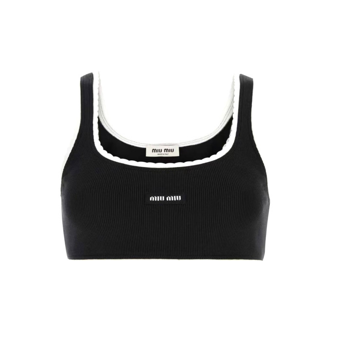 NIGO MiuMiu Women's Fashion Casual Solid Color Letter Logo Sports Bra Ribbed Cotton Panty Suit Set #nigo78648