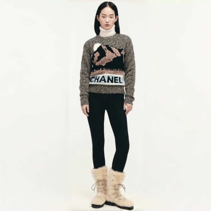 NIGO Chanel Women's Fall And Winter Clashing Jacquard Logo Cashmere Sweater Color Blocking Retro Knitted Round Neck Long Sleeve Pullover Sweater #nigo81644