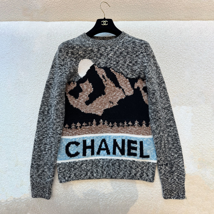 NIGO Chanel Women's Fall And Winter Clashing Jacquard Logo Cashmere Sweater Color Blocking Retro Knitted Round Neck Long Sleeve Pullover Sweater #nigo81644