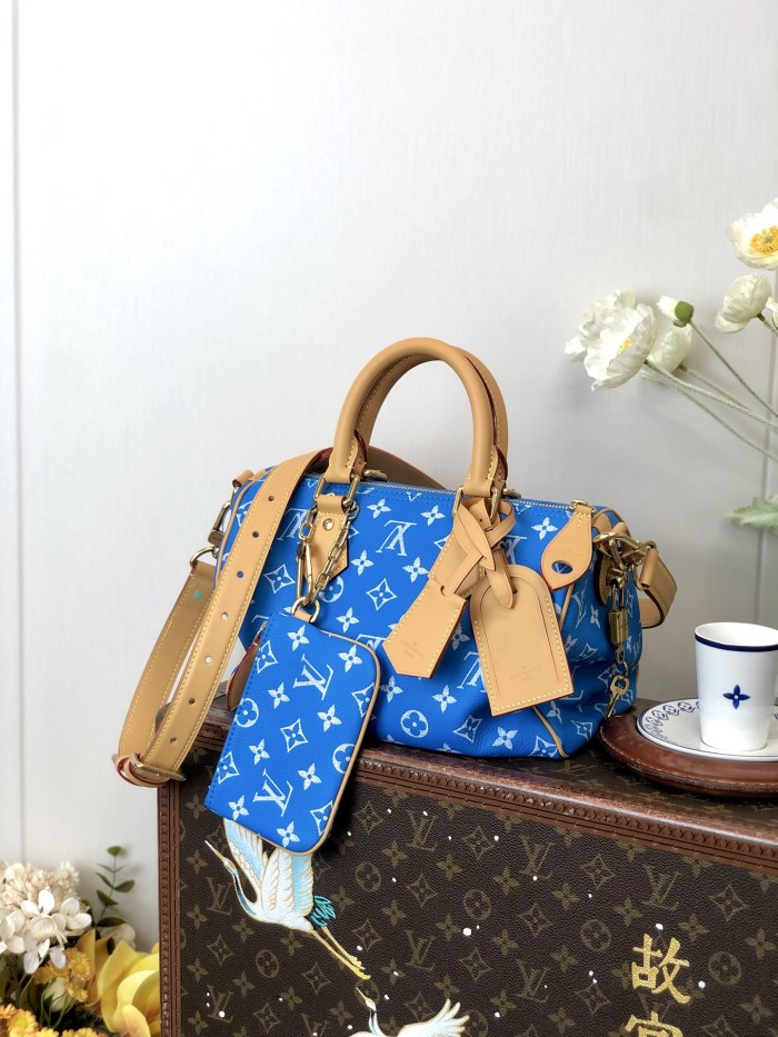 NIGO Louis Vuitton Women's Fashion Classic Sapphire Blue Logo Zipper Closure Leather Shoulder Bag Handbags In Small Medium And Large Sizes Crossbody Bag Bags #nigo78656