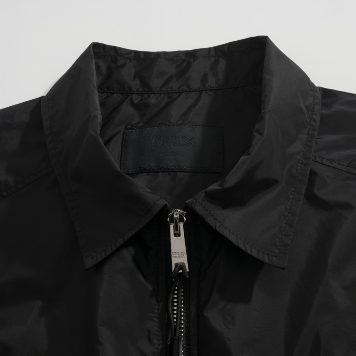NIGO Prada Men's Summer Fashion Casual Solid Color Collared Zipper Enamel Triangle Metal Logo Short Sleeve Lightweight Re-Nylon Shirt #nigo78671