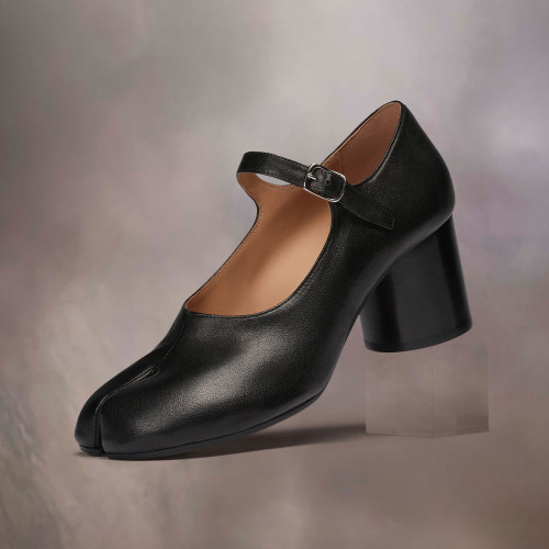 NIGO Maison Margiela Women's Spring/Fall Fashion Classic Round Toe Slip On Solid Color Leather Chunky Heel Mary Jane Split Toe Shoes #nigo78646