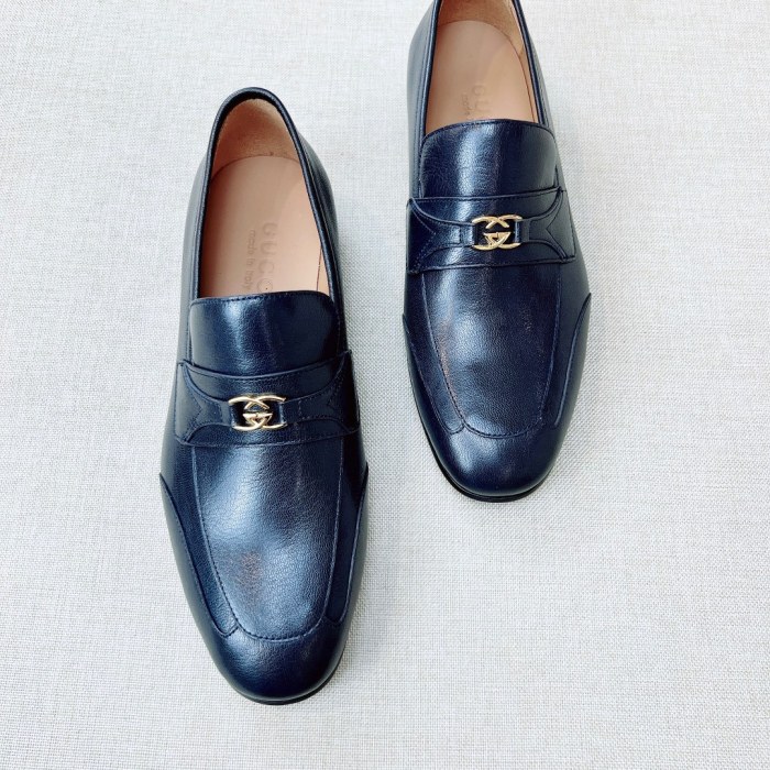 NIGO Gucci Men's & Women's Spring/Fall Fashion Casual Solid-Color Round-Toe Slip-On Leather Loafers Shoes #nigo78667