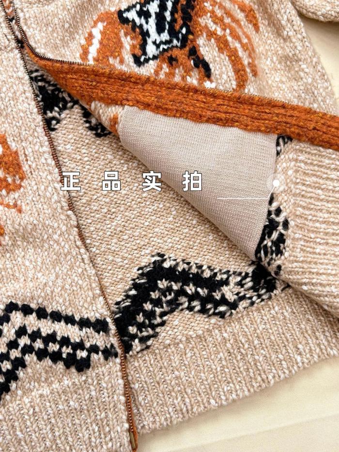 NIGO Louis Vuitton Men's And Women's Fall/Winter Casual Fashion Zipper Print Collared Knit Waist Defining Cardigan Jacket #nigo78668