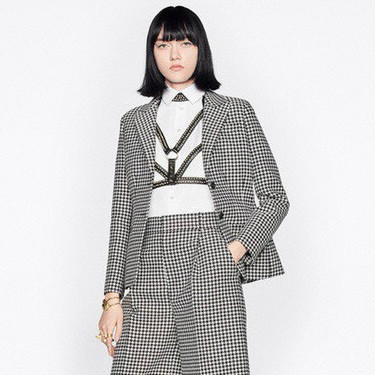NIGO Dior Women's Stylish Classic V-Neck Single-Breasted Houndstooth Wool Blazer Jacket #nigo78675