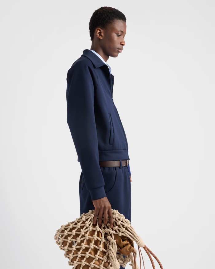 NIGO Prada Men's Spring/Fall Fashion Casual Solid Color Stand Up Collar Zipper Fabric Jacket  Solid-Color Elastic Waist Casual Suit Pants Suit Set #nigo78677