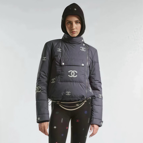 NIGO Chanel Women's Winter Fashion Casual Stand Collar Zipper Solid Color Logo Vintage-Style Goose Down Jacket #nigo78684