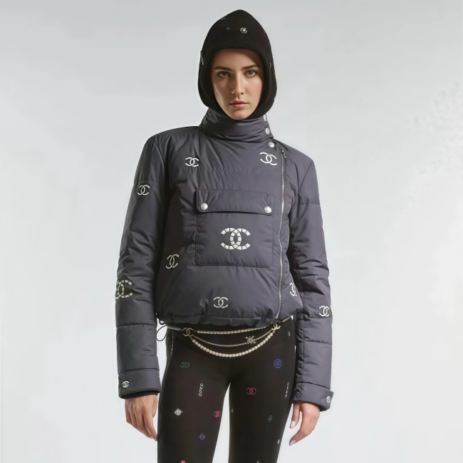 NIGO Chanel Women's Winter Fashion Casual Stand Collar Zipper Solid Color Logo Vintage-Style Goose Down Jacket #nigo78684