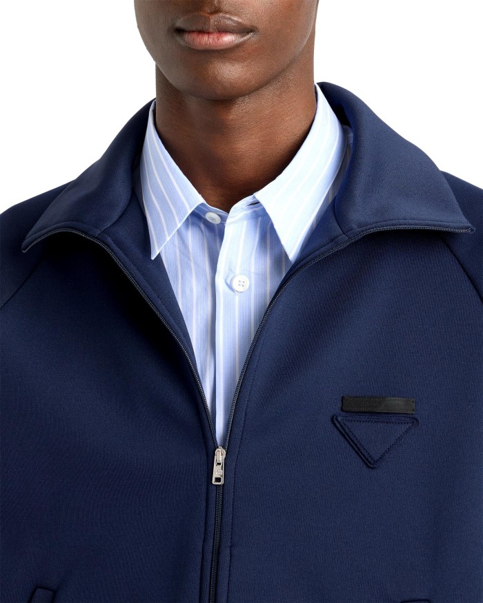 NIGO Prada Men's Spring/Fall Fashion Casual Solid Color Stand Up Collar Zipper Fabric Jacket  Solid-Color Elastic Waist Casual Suit Pants Suit Set #nigo78677