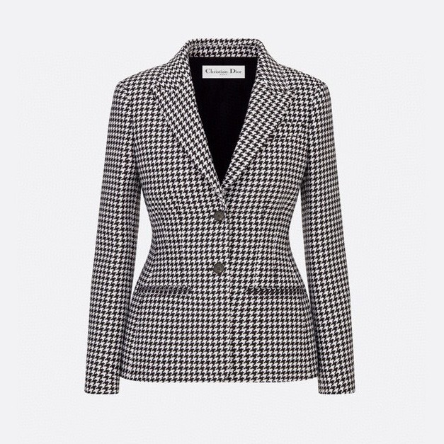 NIGO Dior Women's Stylish Classic V-Neck Single-Breasted Houndstooth Wool Blazer Jacket #nigo78675